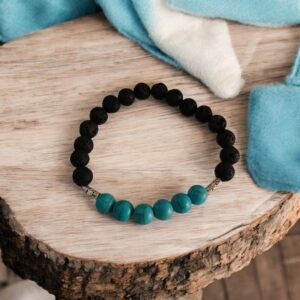 Pulseira Pedra Vulcânica E Turquesa